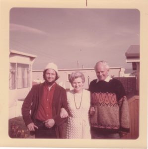 Geoff with Eileen and Peter Caddy, co-founders of Findhorn Community with Dorothy Maclean, 1969 photo Leslie Oelsner
