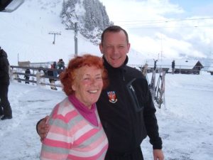 Mo with son Peter in the snow