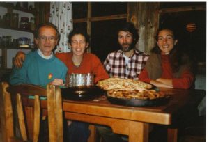 Charles and Jashana beginning their Findhorn Outreach tour at the home of Josephine and Fabio Chappe, near El Bolson, Argentina, 1992 photo Charles Petersen