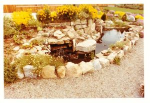 1971 pond outside Ross Stewart's photo Findhorn Community bought by Marilyn Barry during a visit
