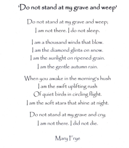Alan J celebration of life card poem