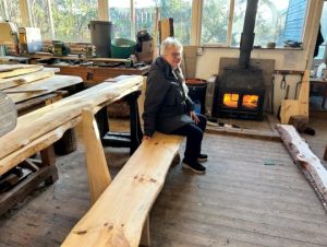 Kathy Tyler tries out the new benches photo Jonathan Caddy