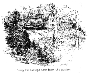 Cluny Hill College seen from the garden drawing by Harley Miller for Sights&Insights