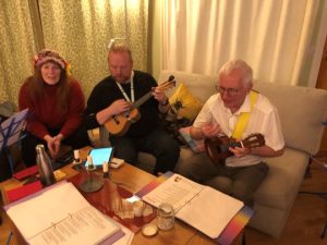 Findhorn Ukulele group Findhorn Ukulele group practising Jan 2025 photo Susie Minto