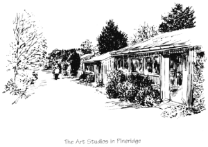 The Art Studios in Pineridge drawing by Harley Miller for Sights&Insights