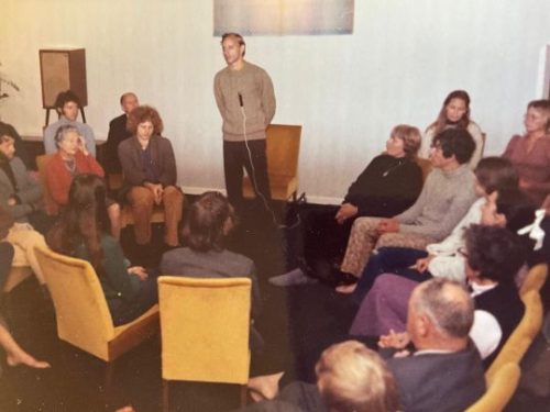 David Spangler lecturing in the Sanctuary photo David Spangler