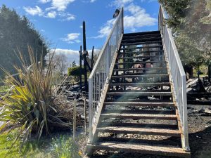 Community Centre stairs after the fire 2021 photo Mark Richards Aurora Imaging