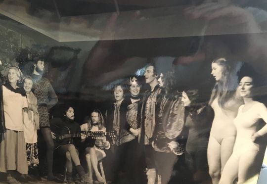 Ed and the cast of The Genial Muse, a play he wrote and directed in 1971. He’s the first person standing to the right of the two guitarists. Left to right of all the players, Mary Hilton, Joan Degan, Toby , Milenko Mata