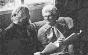 Eileen talking with someone