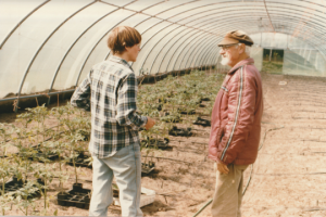 Fred Barton in poly tunnel photo Lynn Barton