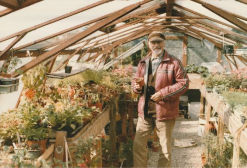 Fred Barton in wooden green house photo Lynn Barton