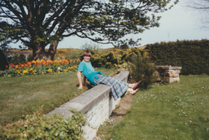 Judith Bone on Cullerne Garden wall photo Lynn Barton