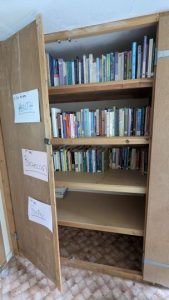 Library sorting Universal Bungalow photo Lydia Pappas